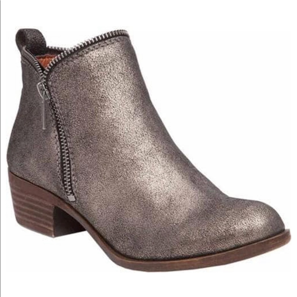 Lucky Brand Pewter Metallic Booties. Size 9.5